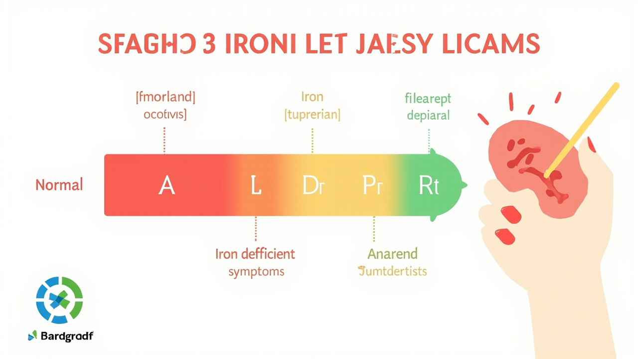 Infographic showing the three stages of iron deficiency in babies with symptoms at each stage